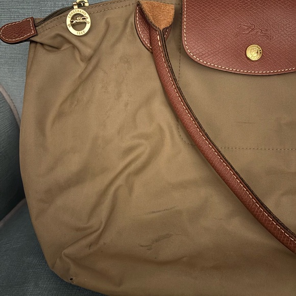 Longchamp Khaki Leather Trim Tote Bag - Picture 4 of 4
